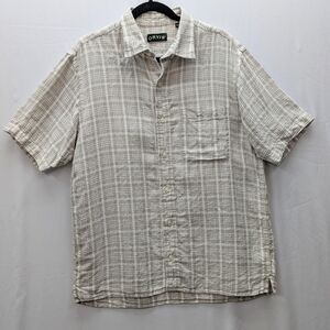 Orvis Men's Beige Plaid Shirt
